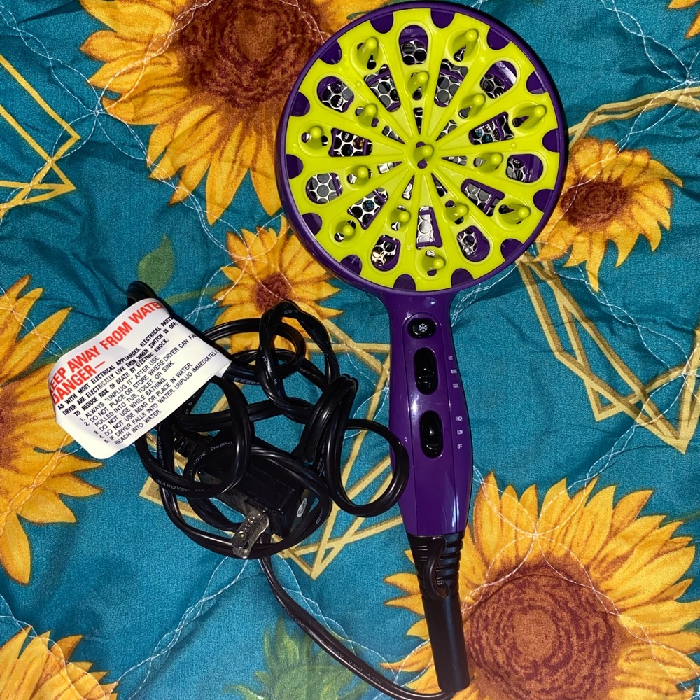 Bed Head Curls in Check 1875 Watt Diffuser Hair Dryer, Purple
